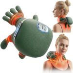 Bionic Heated Massager, Wireless Portable Shiatsu Neck and Back Massager, Electric Deep Tissue 4D Kneading Massage, Simulated Human Hand Design for Pain Relief and Muscle Relax-Green