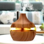 Pure Aroma Wooden Finish Humidifier & Essential Oil Diffuser | Ultrasonic Cool Mist | LED Night Light | Aroma Diffuser for Home, Office, Bedroom & Yoga | Air Freshener