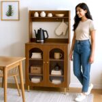 Rocco Stellar Multipurpose Storage Cabinet for Living Room, Kitchen, Office, Sideboard (Teak Brown, Medium Size with Upper Shelf)