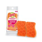 Scotch-Brite Scrub Dots Non-Scratch Sponge, Suitable for Ceramics and Non-Stick Ware, rinses Clean and Stays Odor Free (2 Pieces)