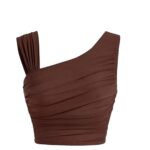 Women’s One Shoulder Ruched Crop Top | Trendy Sleeveless Stretchy Blouse
