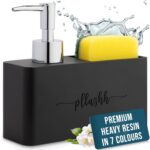 Soap Dispenser for Kitchen Sink (Black) - Soap Stand for Kitchen Sink, Soap Holder Sponge Holder, Dish Soap Dispenser & Dishwasher Dispenser for Wash Basin Organizer