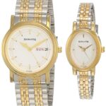 Sonata Bandhan Quartz Analog With Day & Date White Dial Two Toned Silver & Gold Stainless Steel Strap Watch for Couple - NT11418100BM01
