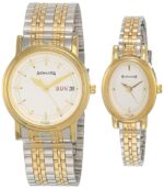 Sonata Bandhan Quartz Analog With Day & Date White Dial Two Toned Silver & Gold Stainless Steel Strap Watch for Couple - NT11418100BM01