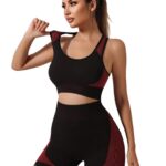 SKGREEN Combo Pack of Sports Bra & Shorts Gym Workout Set for Women Wire Free Padded Sports Bra with High Waist Shorts for Great Comfort Athleisure Yoga Wear