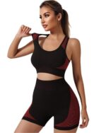 SKGREEN Combo Pack of Sports Bra & Shorts Gym Workout Set for Women Wire Free Padded Sports Bra with High Waist Shorts for Great Comfort Athleisure Yoga Wear