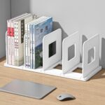 Apexx Simple Trending Mesh Desktop File Sorter Organizer, 4 Section Bookshelf for Desk Office Organization File Holder for Home, Office & Classroom - White