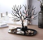 Oblivion Plastic Deer/Antlers Jewelry Holder Deer Tree | Creative Sika Deer Tree Tray Display Stand Holder (Black)