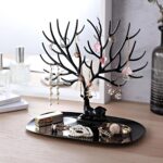 Oblivion Plastic Deer/Antlers Jewelry Holder Deer Tree | Creative Sika Deer Tree Tray Display Stand Holder (Black)