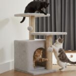 Cat Tree Indoor Climbing Activity Tower with Scratching Posts | Cat-02-Grey | 30x40x66 cm