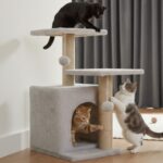 Cat Tree Indoor Climbing Activity Tower with Scratching Posts | Cat-02-Grey | 30x40x66 cm