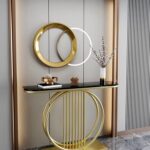 Luxury Console Table 75x30x70cm with Marble Top - Modern Entryway Hallway Narrow Side Table - Gold Metal Frame Entry Furniture for Living Room, Corridor & Home Decor (Gold + Black)