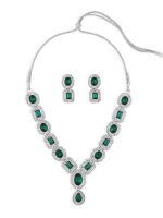 ZAVERI PEARLS Green Stones & Dazzling Austrian Diamonds Embellished Necklace & Earring Set For Women-ZPFK17196