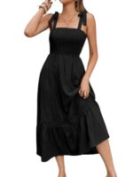 Shreyam Girl's & Women's Solid A-Line Ruched Puff Sleeve Maxi Long Evening One Piece Long Dress for Women Stylish - Image 12