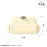 Dudki Stainless Steel Butter Dish Storage Box Organizer with Ceramic Knob Design , (500 Gram) (Ivory Colour) - Image 2