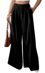 Aahwan Grey Solid High Waist Straight Korean Loose Pleated Wide Leg Trouser for Women's & Girl's - Image 10