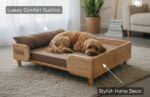 Wooden Small Dog Bed with Cotton Cushion and Mattress | Dog Furniture Wooden Luxury Pet Bed for Small Dogs and Cats | 24×18×6 inch (2×1.5 feet) - Image 4
