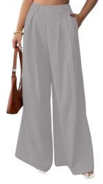Aahwan Grey Solid High Waist Straight Korean Loose Pleated Wide Leg Trouser for Women's & Girl's - Image 13