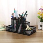 OFIXO 4 Compartment Metal Mesh Pen Stand - Perfect Desktop Pen Organizer for Office, School, and Home - Sturdy and Sleek Design - Ideal for Pens, Pencils, Markers, and More - Image 6