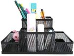 OFIXO 4 Compartment Metal Mesh Pen Stand - Perfect Desktop Pen Organizer for Office, School, and Home - Sturdy and Sleek Design - Ideal for Pens, Pencils, Markers, and More - Image 4