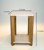 Beautiful Wooden Side Table/End Table/Plant Stand/Tea Table/Stool Living Room Furniture Square Shape (17 Inch Height) (Wooden Light V2) - Image 2