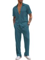 CHKOKKO Men Training Suit Solid Polyester Summer Co-Ord Set With Polo Neck - Image 10