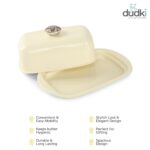 Dudki Stainless Steel Butter Dish Storage Box Organizer with Ceramic Knob Design , (500 Gram) (Ivory Colour) - Image 4