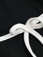 Black Slim Fit Scoop Neck Top, Long Sleeves Top for Women,Front Knot Top - Image 4