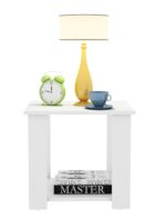 Enigmatic Woodworks Wooden Modern End Table, Home Decor for Living Room Plant Stand, Bed Side Table I Finish-Suede DIY (ET-01 White) - Image 7