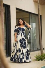 Modestouze Attires Dress for Woman | Western Dress for Women | Stylish Maxi Wear | Long One Piece | Floral Printed Frock for Womens Gown | Maxi Outfit | 3/4 Sleeves Wear for Party, Vacation & Beach - Image 3
