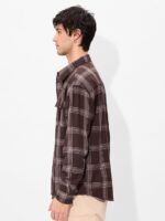 The Souled Store Brown Men and Boys Long Sleeves Collared Neck Button Front Plaid Regular Fit Cotton Utility Shirts - Image 3