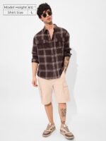 The Souled Store Brown Men and Boys Long Sleeves Collared Neck Button Front Plaid Regular Fit Cotton Utility Shirts - Image 2