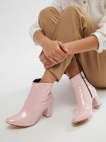Stylish Glossy Zipper Block Heel Boots For Women And Girl - Image 8