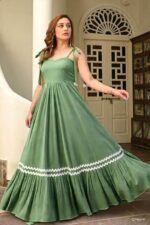 Women's Elegant Long Maxi Gown with Shoulder Ribbon Tie-Up, Stylish & Trendy - Fit and Flare Sleeveless Square Neckline Western Dress, Casual Dress for Women - Image 12