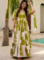 Modestouze Attires Dress for Woman | Western Dress for Women | Stylish Maxi Wear | Long One Piece | Floral Printed Frock for Womens Gown | Maxi Outfit | 3/4 Sleeves Wear for Party, Vacation & Beach - Image 8