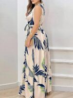 Monrav Women's Casual Sleeveless Dress with Botanical Print(MS-2602) - Image 2