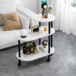 Modern 3-Tier Rolling Bed Side Table | Corner Fit Storage Stand for Bedroom & Living Room | Stable & Durable Structure - Image 5