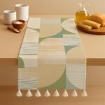WWW.THROWPILLOW.IN Abstract Harmony Print Tassel Table Runner 14x42 Inches |Fits 2.5 Feet Bedroom Dresser,Drawer Cabinet,Bedside Table,Bedside Drawer, Shoe Rack,Shoe Shelf,Shoe Cupboard,Entry Console - Image 2