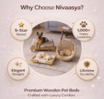 Wooden Small Dog Bed with Cotton Cushion and Mattress | Dog Furniture Wooden Luxury Pet Bed for Small Dogs and Cats | 24×18×6 inch (2×1.5 feet) - Image 3