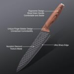 Luxury 6 in 1 Wooden Coating Knife Set Light Wood Grain Handle Anti-Rust Non-Stick Stainless Steel Sharp Edge with 4 Knifes, 1 Stand, 1 Scissor for Hotel, Travel, Meat, Fruits (Khaki) - Image 12