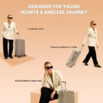 AMERICAN TRAVELLER Goldie ABS 5 Pcs Set Trolley Luggage Bags Combo | Pink Gold Coated | Dual Carry Suitcase | TSA Type Lock | 8 Spinner Wheels | Satin Lining | 730 Days Warranty (5, Khaki) - Image 4