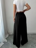 Aahwan Grey Solid High Waist Straight Korean Loose Pleated Wide Leg Trouser for Women's & Girl's - Image 11