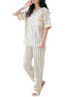 Korean Style Women’s Night Suit|| Cute Printed Pajama Set with Half Sleeve Top & Pants|| Soft Cotton Loungewear - Image 8