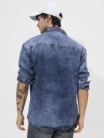 The Souled Store Classic Denim Shirt: Blue Men and Boys Long Sleeves Collared Neck Button Front Cotton Relaxed Fit Denim Shirts - Image 4