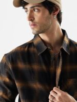 The Souled Store Plaid: Brown Mustard and Black Men and Boys Relaxed fit Striped Full Sleeve Cotton Multicolored Men Relaxed Shirts Shirt For Men Casual Half Sleeves Regular Fit Printed Stylish Latest - Image 5