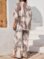 Leriya Fashion Co Ord Set for Women Stylish | Summer Travel Co-Ord Set Short Sleeve Shirt & Wide-Leg Pant | Paisley Printed Stylish Casual Outfit for Summer Cord for Women | Dress for Woman - Image 8