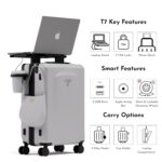Carry-on PRO (56cm) Cabin Trolley Bag & Free Backpack, Laptop Stand, TSA Lock, Apple AirTag Slot, Phone Stand, Cup Holder, 8 Lockable Wheels, Polycarbonate Hard-Shell (T7 Standard, Snow) - Image 2