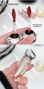 Gege Bear Crystal Lip Gloss | Long-Lasting Lip Glaze Waterproof | Non-Transfer Formula | Moisturizing Lip Tint Glossy Finish | Brown Nude Pink Shades | Fluffy Brush Applicator | Non-Sticky Gloss | Velvet Smooth Lipsticks for Women (06# Light Tea Peach Color, 3g) - Image 5