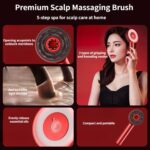 Premium Head Scalp Electric Massager Comb | Scalp Massaging Brush with 3 In 1 Hair Oil Applicator | IPX7 Waterproof,Portable Deep Massager For Hair & Head Relaxation at Home | Shiatsu Massage for Hair Growth/Stress Relax(Red) - Image 3