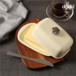 Dudki Stainless Steel Butter Dish Storage Box Organizer with Ceramic Knob Design , (500 Gram) (Ivory Colour) - Image 7